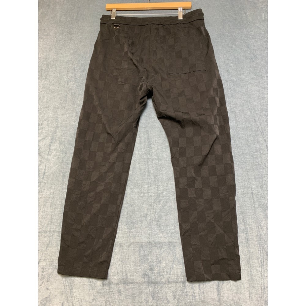 Vogue Ankle Pants Mens 32W Black Checkerboard Zipper Pockets Drawstring Waist